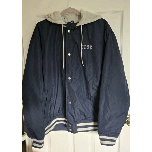 CLSC Life Streetwear Mens Jacket Coat Size XL Navy Blue Gray Letterman Varsity - Picture 3 of 12